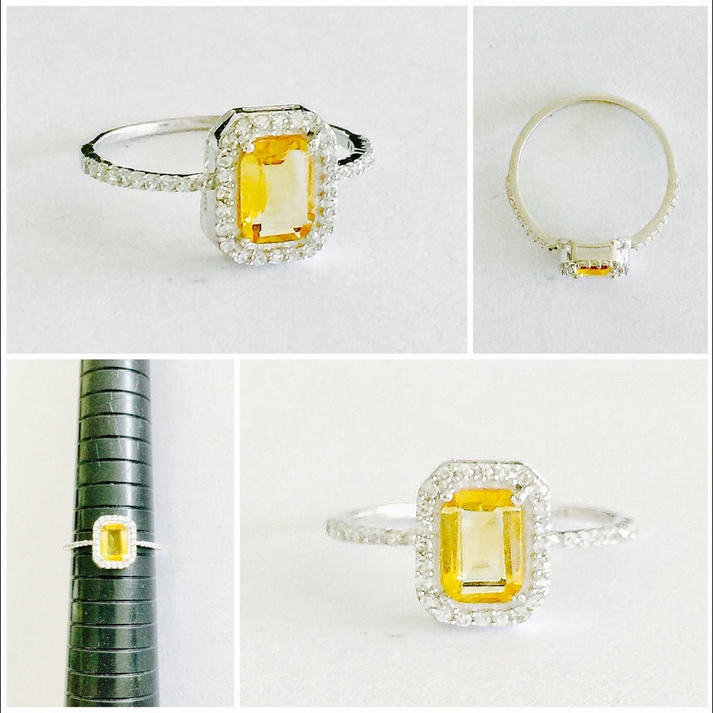 ✨Dainty Genuine Citrine and CZ ring in 925 silver✨